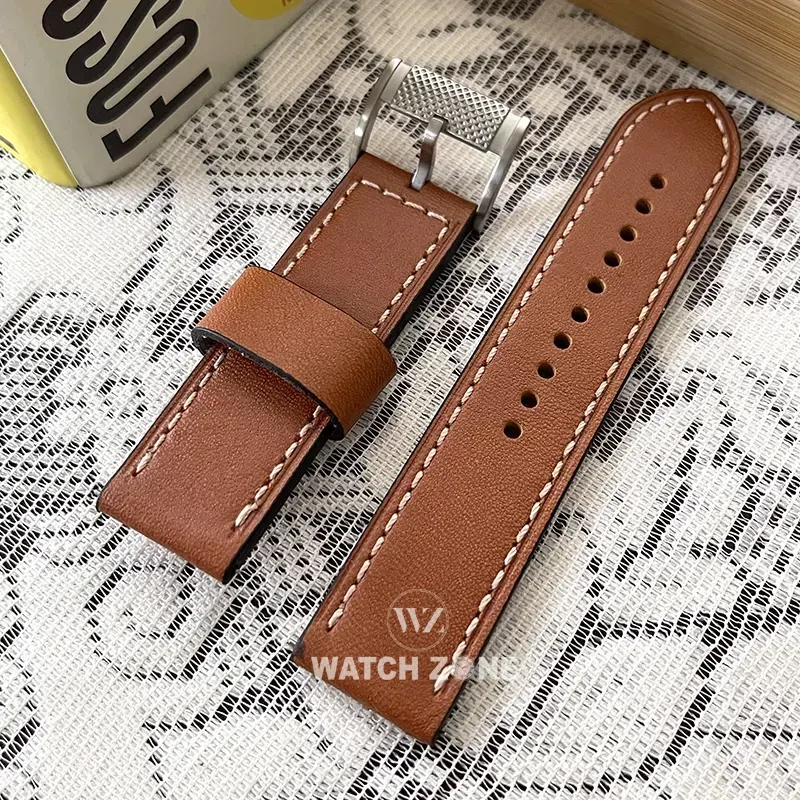 Fossil 24mm Brown Genuine Thick Leather Watch Strap